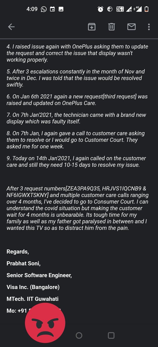 prabhat_soni's tweet photo. @oneplus @OnePlus_IN @OnePlus_Support @manukumarjain @consumerforum_ @NavnitNakra

Greivance ID : 2503428 at Consumer Forum India

Disappointed at OnePlus. Even after having priority service being a Red Cable Club Pro membership. https://t.co/Z3JLE6Utuc