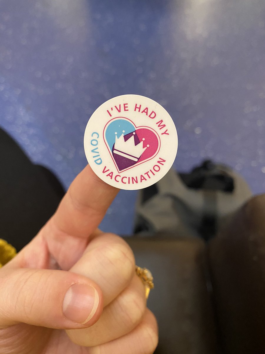First Covid-19 vaccine done, woop! Thank you <a href="/MaudsleyNHS/">NHS Maudsley</a> 💙 #loveasticker