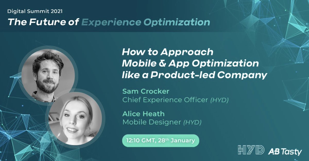 Join us on 28th Jan for <a href="/ABTasty/">AB Tasty</a>'s UK &amp; Nordics Digital Summit: The Future of Experience Optimization!

HYD's Sam Crocker &amp; Alice Heath will be presenting on how you can ensure success for your organisation’s digital transformation. Register via the link!

abtasty.com/partner-summit…