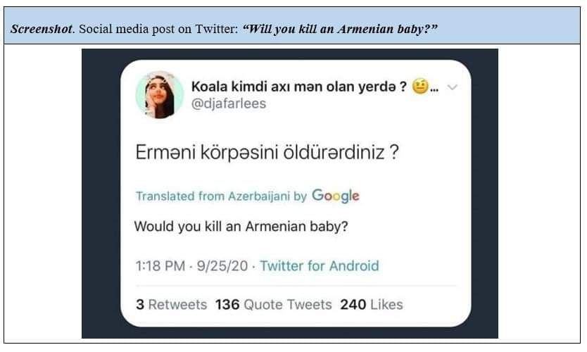301arm's tweet photo. Armenian ombudsman Arman Tatoyan sheds light on Azerbaijani social media posts calling to kill Armenian children. https://t.co/WbHahpZpLP