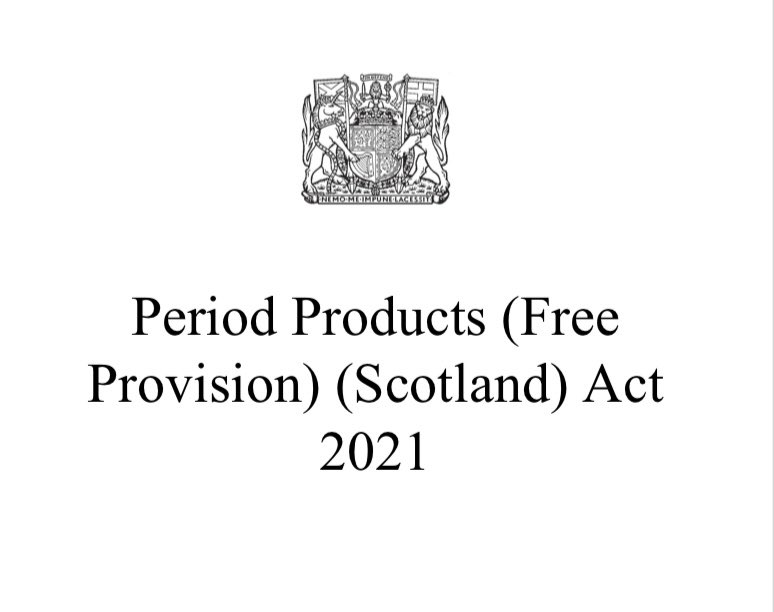 MonicaLennon7's tweet image. Say hello to the Period Products (Free Provision) (Scotland) Act 2021 👋 

The Bill has received Royal Assent 👑 

Thank you to everyone who has been part of this journey. #perioddignity #freeperiodproducts 🩸 

The Act has been published: legislation.gov.uk/asp/2021/1/pdf…