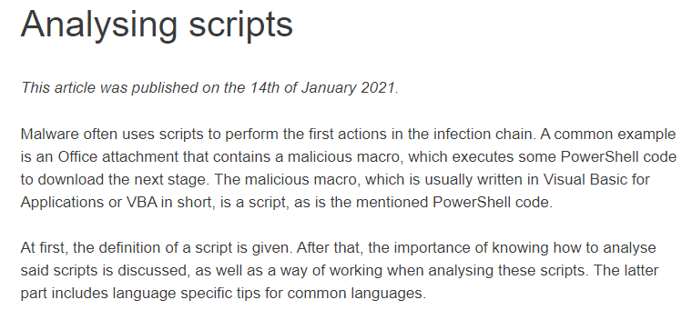 The latest addition to my Binary Analysis Course covers tips and some of my thoughts on analysing scripts: maxkersten.nl/binary-analysi…