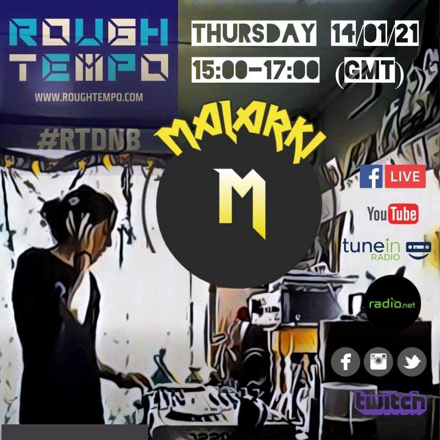 Malarki_DJ's tweet photo. I'm back on @RoughTempo Today 3-5pm (UK)
First show of the new year!
#RTDNB #ROUGHTEMPO #MALARKI #RADIOSHOW #RADIO #BROADCAST #LIVE #LIVESTREAM #DNB https://t.co/mW8fS5kfyk