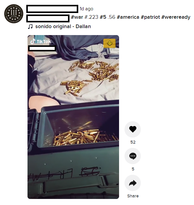 Lately, some in these communities believe the Insurrection Act has been activated by Pres Trump and that *something* is coming.We've picked up on accounts that posted videos in support of this along with videos of them preparing their firearms  (this acc has been removed)