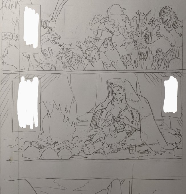 歴戦の女戦士と相棒の旅の道中。 