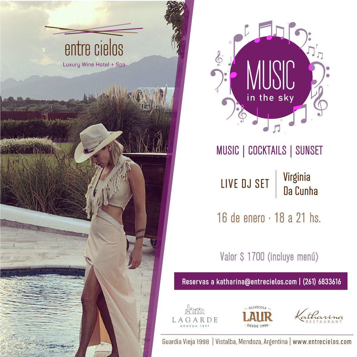 Buen Dia!! Quienes anden por Mendoza, los invito este sabado a mi live set en hotel <a href="/entrecielos/">. . . ♱</a> con sushi y vinos <a href="/BodegaLagarde/">Bodega Lagarde</a> plan imperdible!