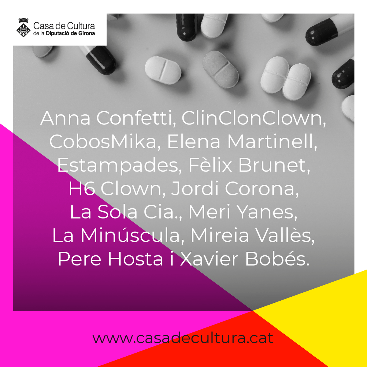 nuclear_la's tweet photo. Avui s'inaugura la mostra de vídeos breus de teatre professional de les CCGG "Pastilles revitalitzants d'arts escèniques" organitzada per la @casadeculturagi, amb la participació de 14 companyies locals.

La Nuclear ha coordinat i programat el cicle

https://t.co/1NtDmfHa3O https://t.co/8ptqFLneTY