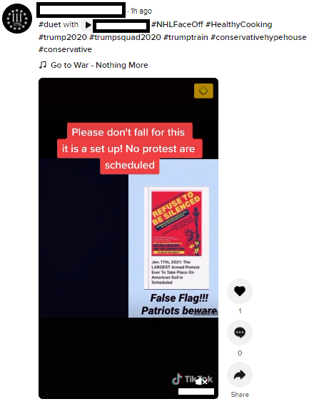 Like a lot of pro-Trump communities out there at the moment, many militia supporters believe any protests mooted for this weekend are a false flag/antifa cover up - and are advising people not to attend.