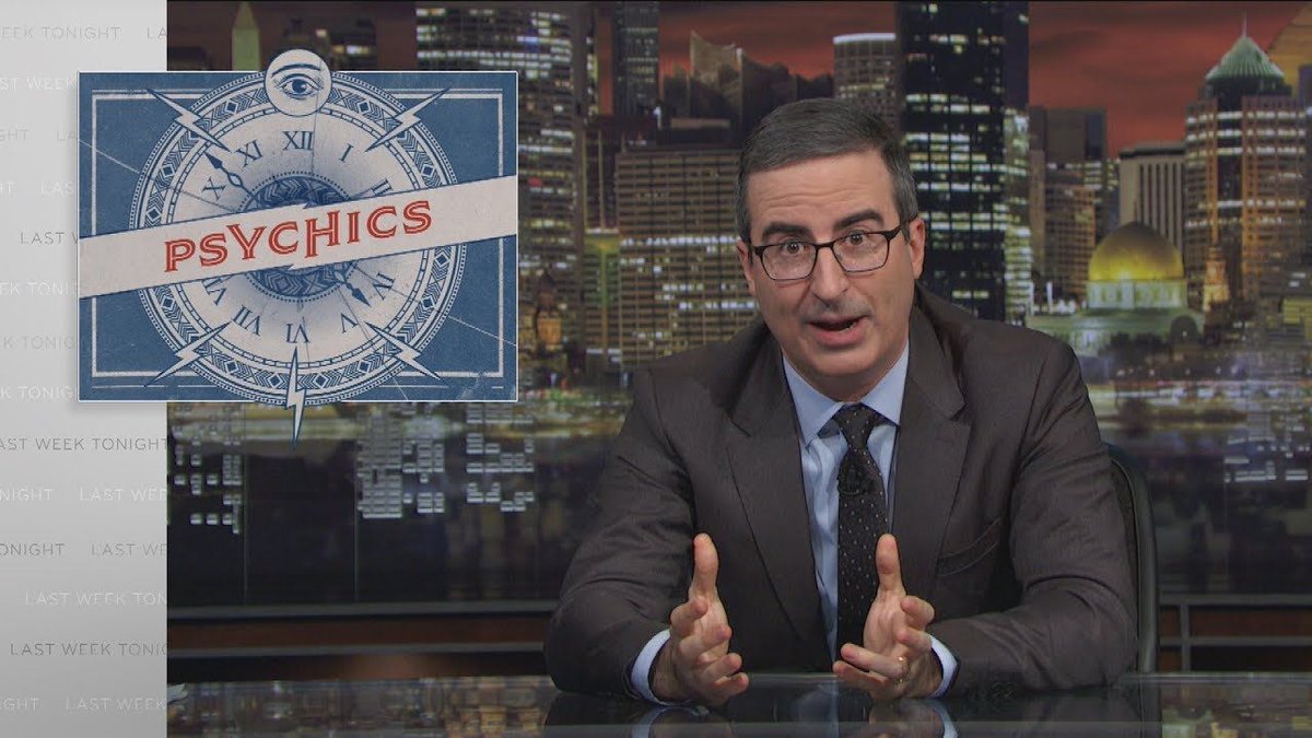 A little over a year ago, the John Oliver Show also had a blistering piece on "psychics.

buff.ly/2Xq2URp