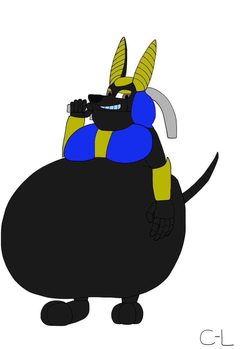 CyborgLucario's tweet image. So yeah, another android furry, and this one is a jackal. A very handsome one as well. His name is Herman.

Yes... I also made a fat version because that&apos;s how I am! X3

#fatfur #robotfurry #furryart #furry