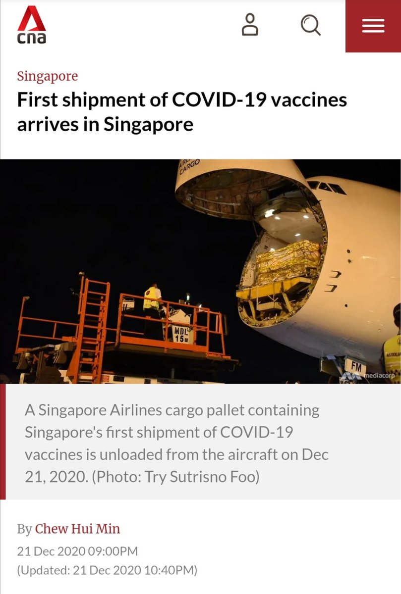 29 Jun 2020: Kenyataan media BioNTech semasa Singapura (Temasek) labur USD250 juta (RM1 bilion) ke dalam syarikat tersebut. Temasek ialah pemegang saham BioNTech. 21 Disember 2020: Vaksin Pfizer-BioNTech tiba di Changi Airport.