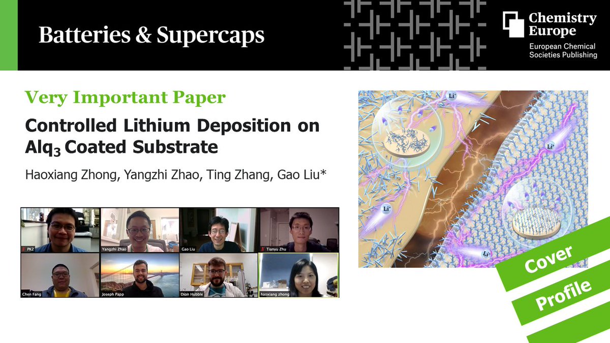 Batt_Supercaps's tweet photo. This month's #CoverProfile showcases the group of Gao Liu @BerkeleyLab and their #VeryImportantPaper on Li metal anode protection
Learn about their work and how they collaborate during challenging times: https://t.co/qhl5RT2Dc6 https://t.co/1hmcpuIKrF