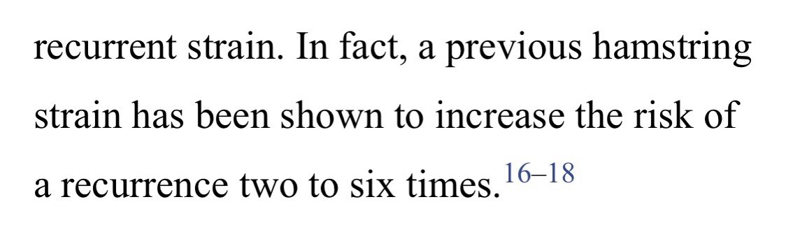 ..the most recent HS strain (interview 1/4/20).Concern level: Moderate.It’s well documented that reinjury rates of HS strains  from 22-34% if not higher with every recurrence.•Deebo has stated this is his offseason focus, to properly train.. https://www.ncbi.nlm.nih.gov/pmc/articles/PMC3362981/#__sec6title