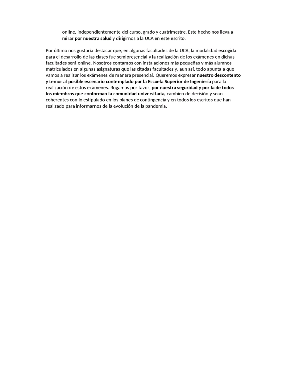 AlarmaUca's tweet photo. El alumnado del grado en Ingeniería de Tecnología Industriales nos manda el escrito que le enviaron al rector y a delegación.
#AlarmaUca
#ExamenesOnlineYa https://t.co/IkqvKWdhls