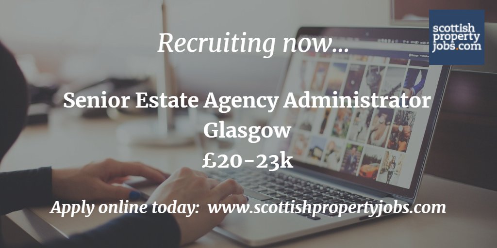 Recruiting now.... Senior Estate Agency Administrator, Glasgow - £20-23k. Fantastic opportunity with a dynamic property company! Apply today here 👉 bit.ly/3qnQ2Jc  💻 🏠 #propertyjobs #newjob #career #estateagencyjobs