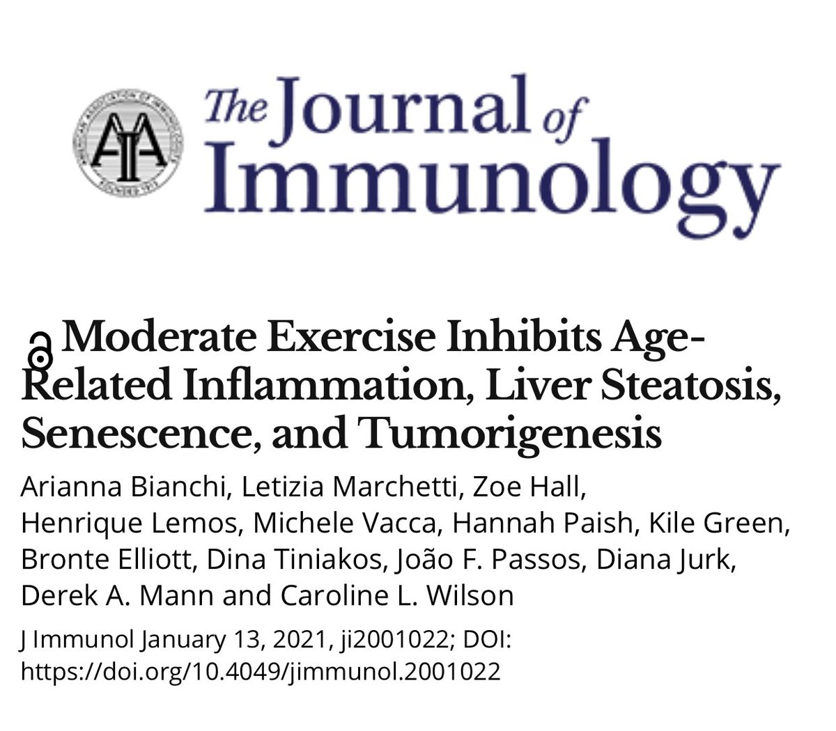 Proud to get this published as it delivers the important message that features of age-related chronic disease can be beneficially impacted by modest exercise. To note @wilson_cazza and I had a rough ride with journals and reviewers before a very positive response by JoI.