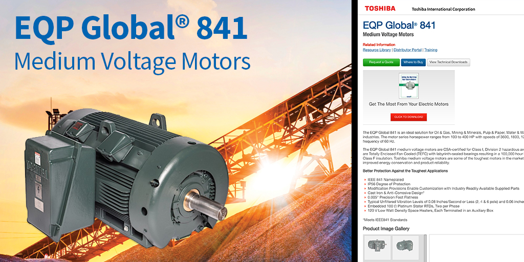 MadeByTOSHIBA's tweet photo. Toshiba MV Motors are some of the toughest motors in the market and meet the industry's ever-increasing need for improved energy conservation and product reliability.  The EQP Global 841 is an ideal solution for Mining &amp; Minerals:
https://t.co/coyiJc9W7D 

#TIChouston #mining https://t.co/KgkKdMXrQs