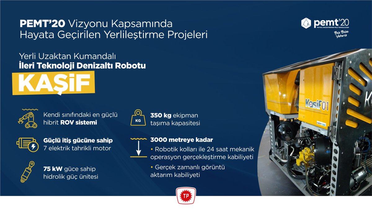 February 2020: The National Technologies in Turkish Petroleum Industry ( #PEMT20) meeting was held by  @trpetrolleri supported by  @TCEnerji. With this vision, Turkey now has her own fracking unit, drilling tower and underwater robot for E&P.  #MadeInTurkiye  #oott  #TurKEYforEnergy