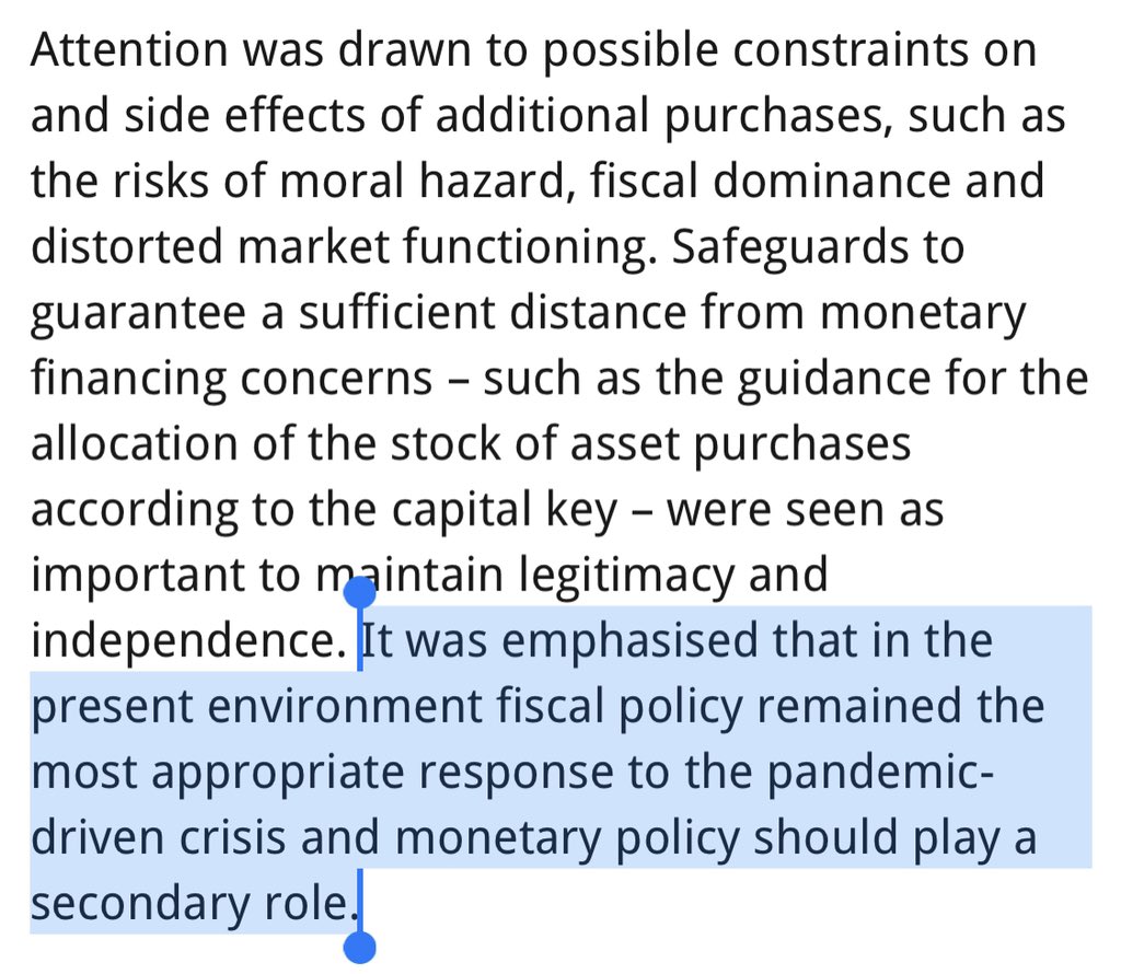 4) and like in October, the ECB insists that it has to rely on fiscal policy to ensure the effectiveness of its monetary.