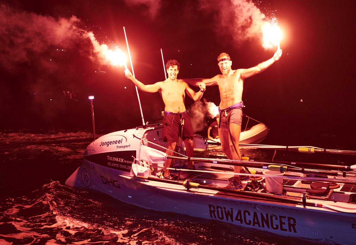toughestrow's tweet photo. 🏆 WINNERS & NEW WORLD RECORD 🏆
Row4Cancer, @mark_slats & Kai Wiedmer rowed 3,000 miles across the Atlantic Ocean in the @TaliskerWhisky Atlantic Challenge 2020.
They broke the World Record for the fastest pair to row across in the Atlantic in 32 days, 22 hours, 13 minutes! https://t.co/GHgxAZ2vua