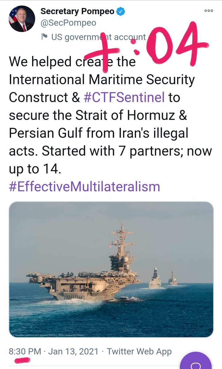 Astarawhatever's tweet photo. .@SecPompeo breaks from the norm 1.13 👀

1530-1534 = :04 delta
1700-1706 = :06 delta

Long time between thread continuation, looks intentional

#Q46
News unlocks 👀👉#U1 BO Canada MSM https://t.co/9gpNjVW3zh