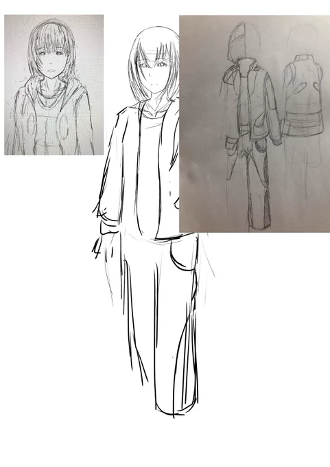 今まで描いたラフから主人公ちゃん錬成中 