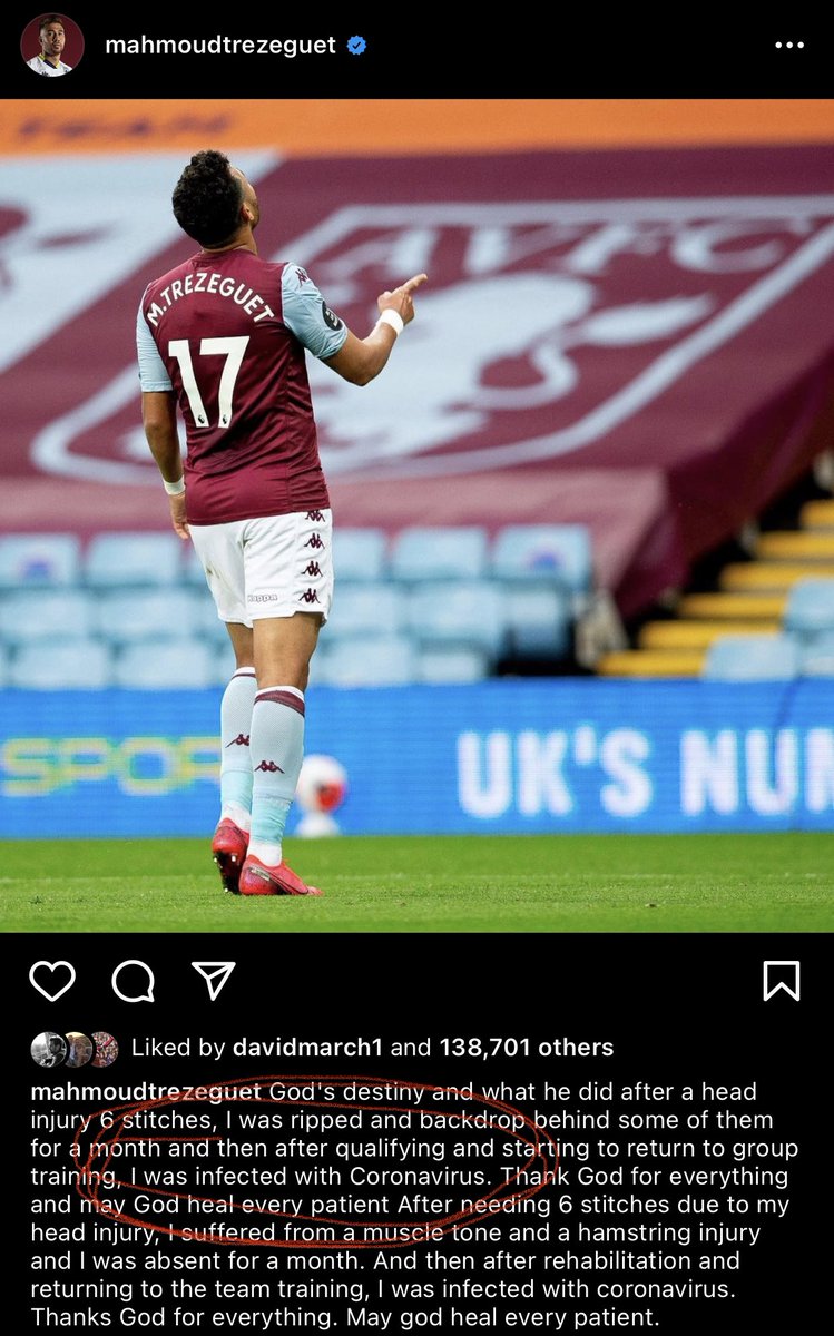 Here is the confirmation of Trezeguet being one of the positive tests. No indication as to whether he’s had symptoms or not (translated hence the dodgy English)