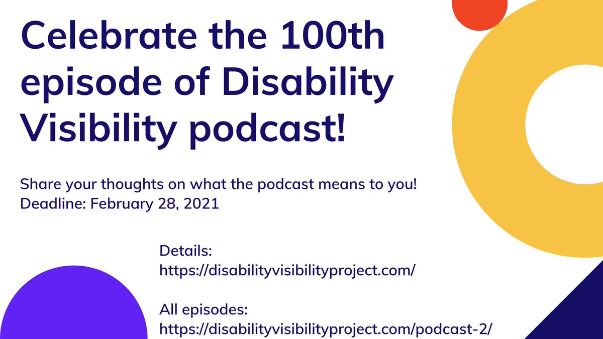 SFdirewolf's tweet image. 🎙In non-dumpster fire news, I can't believe the 100th episode of the @DisVisibility is coming up this April! 

If you were a guest, listener/reader, or someone who used it as a resource, share your comments about what it means to you 👇 disabilityvisibilityproject.com/2021/01/10/cel…