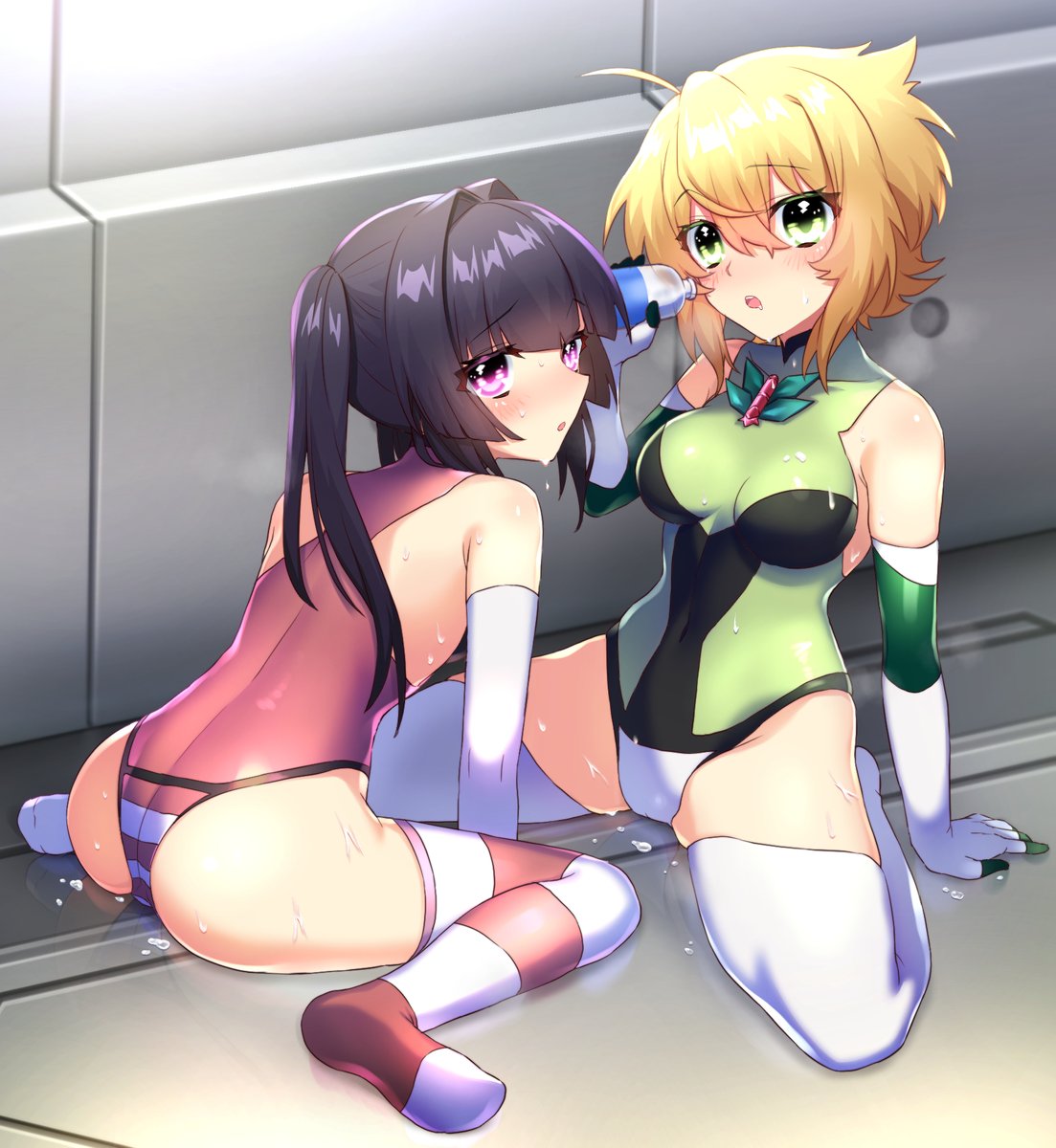 暁切歌 ,月読調 「きりしらトレーニングおつかれ〜〜!!(インナー交換) 」|わだち よん🍾♨️＠3のイラスト