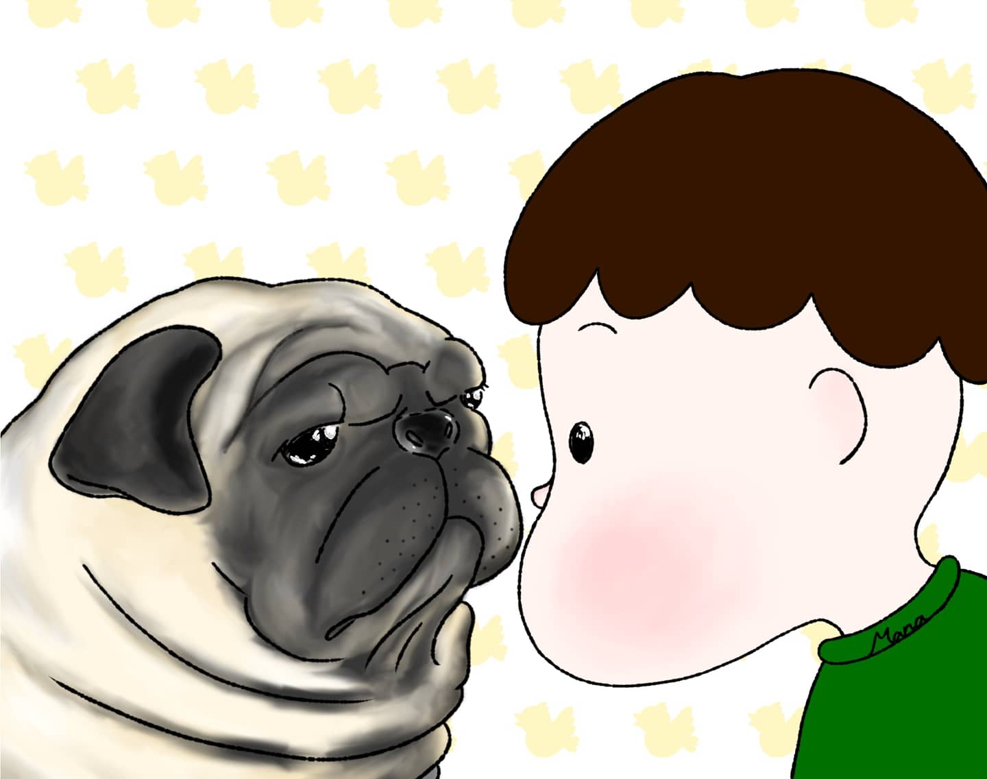 ふるやまな 絵描き パグ Pug 見つめ合ってる あのしわくちゃの顔にきらきらの瞳 パグかわいい Illustration イラスト 絵描きさんと繋がりたい イラスト好きな人と繋がりたい T Co Hwn97szmt8 Twitter