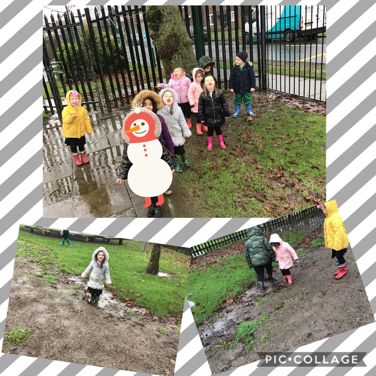 It's snowing!❄️ 
...we also found some muddy, squelchy puddles ❄️