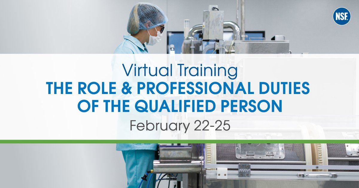 NSF_Pharma's tweet photo. Join us for four interactive days of virtual training that will provide you with the knowledge and skills you need to perform the legal duties of the Qualified Person. Find out more about this course: https://t.co/iAK0kSaJBx https://t.co/IwRMiK2VYQ