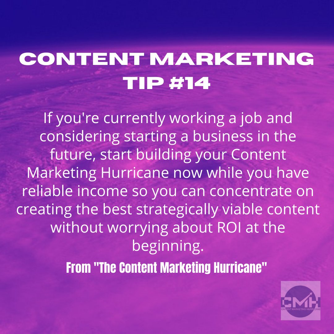 ContentClasses's tweet photo. Content Marketing Daily Tip 14: "If you're currently working a job and considering starting a business in the future, start building your Content Marketing Hurricane NOW..."
Learn more at https://t.co/uAo1lZbkBK #contentmarketinghurricane #contentmarketing #daily https://t.co/06IT5MNcgn