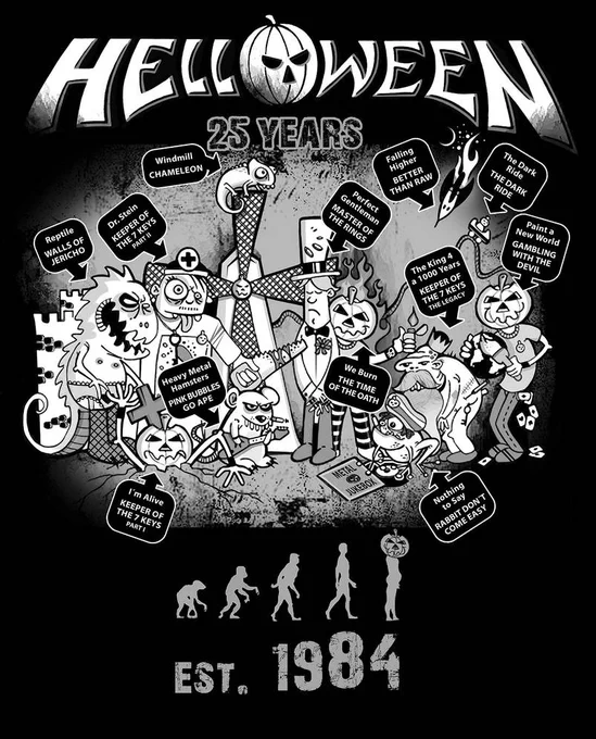 RT<HELLOWEENの25yearsシャツやんけ!この人、メタル聴くのか...!本人の服のセンスもドールのお洋服を作る技術も写真を撮るカメラの腕前も、すべてがすごい。尊敬。ドールをおむかえしたらたくさん写真撮るぞ! 