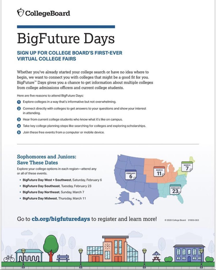 NCCA_Covington's tweet photo. ‼️ CollegeBoard is offering Virtual College Tours in February &amp; March for any 10th &amp; 11th graders interested in pursuing a college education.📚 

Register today: https://t.co/kgWXoH4iGY

#BigFutureDays
 #myncca #nccaway https://t.co/ZPqnvIO9T1