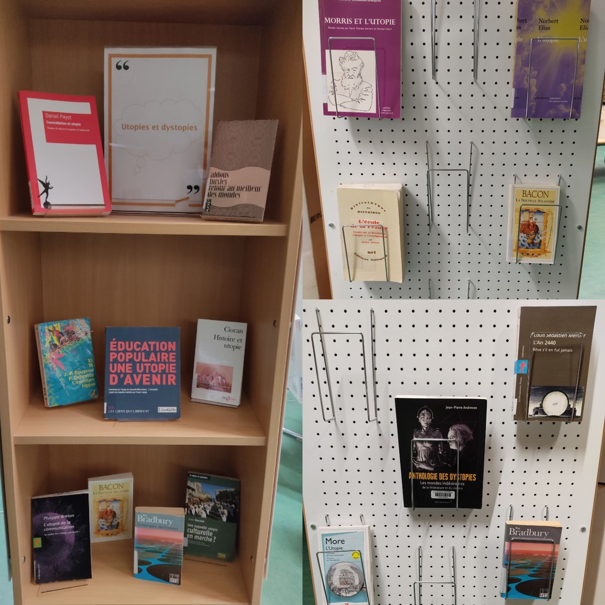 KriegPlanque's tweet photo. Oyez oyez #EtudiantsUPEC @UPECactus inscrit.e.s au cours "Décoder les discours politiques" (#Bloc2 L1-S2) : La #BU Campus Centre propose une sélection de livres sur "Utopies et dystopies". Nous en parlerons dans le chapitre sur la "#novlangue" d'Orwell. https://t.co/1kBoDfKSNR https://t.co/GHObXQlx31