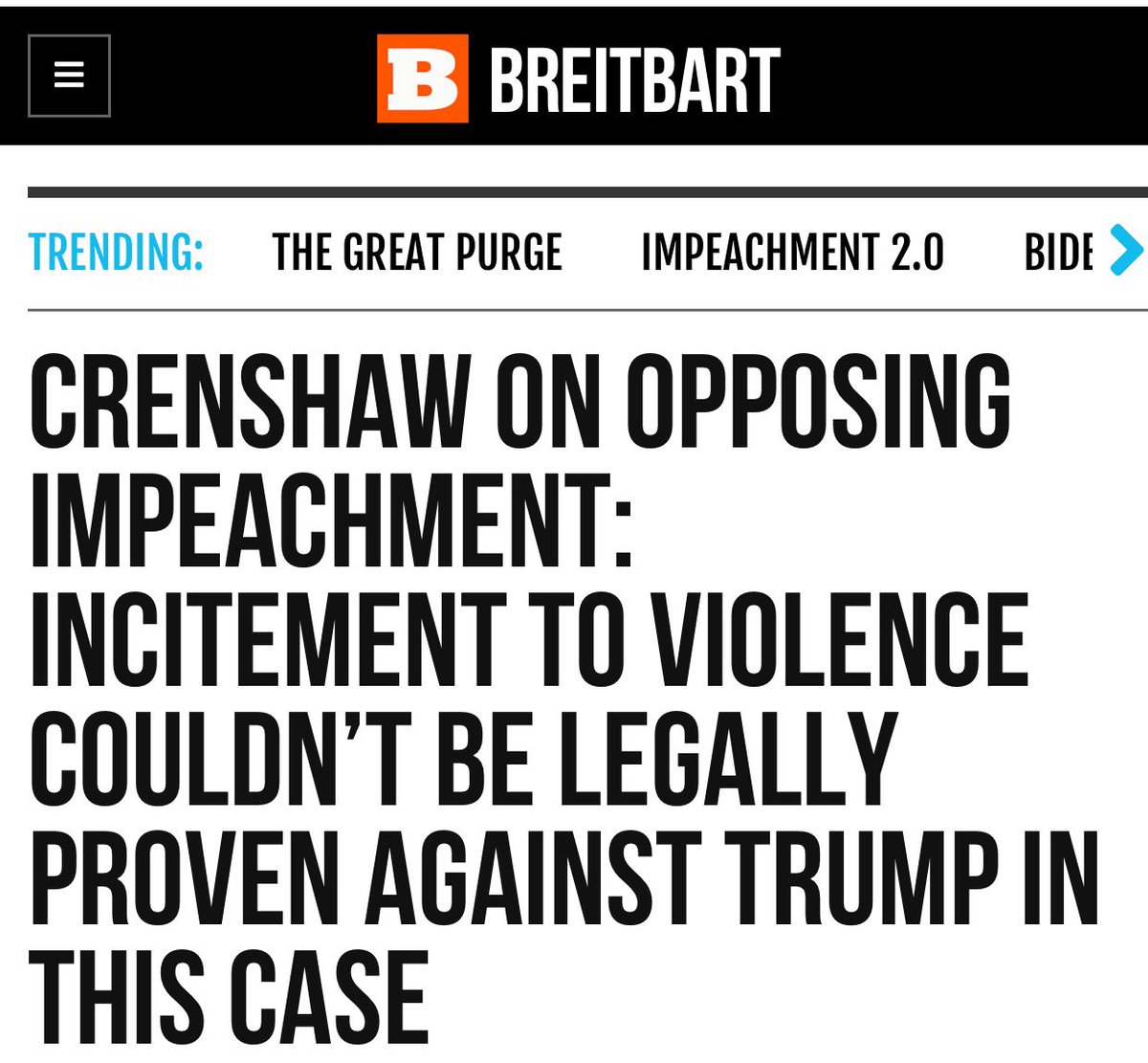 DanCrenshawTX's tweet photo. Why I voted against impeachment: 

1. The legal standard for incitement requires specific direction and intent, which was lacking. By this standard, many members of Congress should be removed from office for summer riots.

2.  1 week left in his term.

3. We need de-escalation. https://t.co/J2P5swGsW4