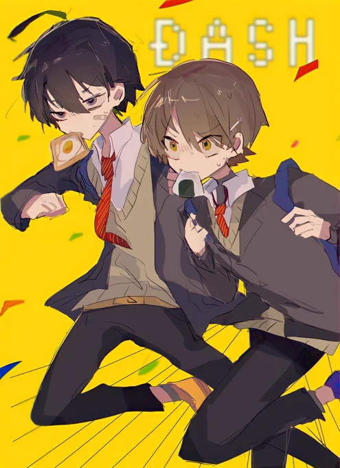 遅刻寸前の男子高校生たち ?? 