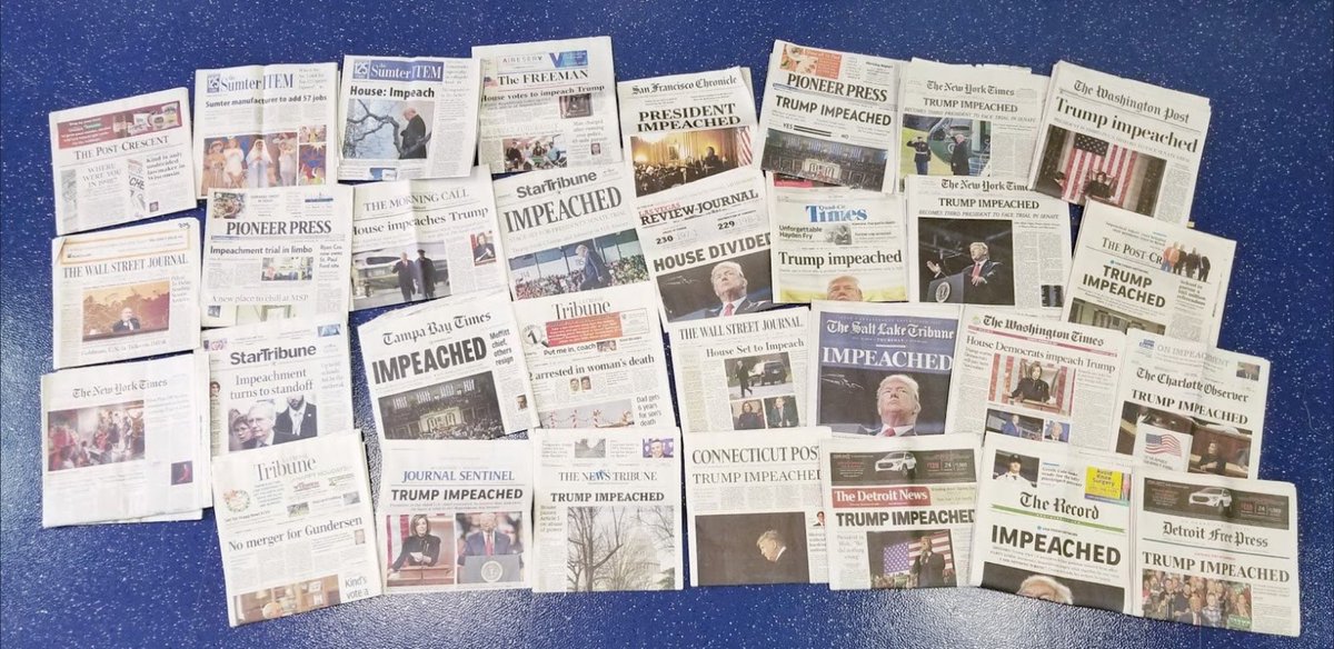MarkJWestpfahl's tweet photo. Newspapers wanted - help spread the word:
Please consider donating another historic newspaper from your community for my students now/future.
We received 60+ after 1st impeachment.
#ElectionLearningTrunk
C/o @MarkJWestpfahl & Students
700 2nd St N, South St Paul, MN 55075 https://t.co/jbBsF3PX0w