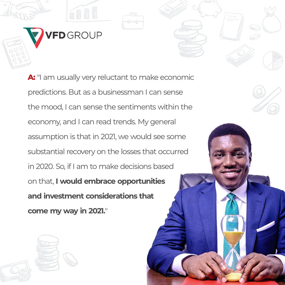 VFDGroup's tweet photo. Following the Group's recent announcement to raise N13.5billion from its investing public, Nonso Okpala, @NonsoMOkpala, Group Managing Director/Chief Executive Officer at VFD Group sat with ThisDay Newspaper to share the firm's plans for the new year.
#vfdgroupplc https://t.co/2GkM1lrEzL