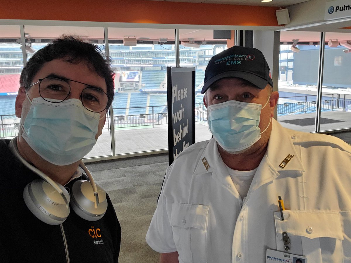 I'm at <a href="/GilletteStadium/">Gillette Stadium</a> with the first first-responder to get a vaccine in our <a href="/CIC_Health/">CIC Health</a> mass vaccination site's soft launch. #ThisIsOurShot