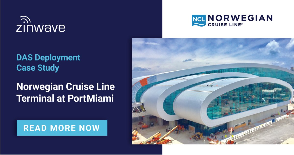 zinwave's tweet photo. Zinwave's terminal-wide DAS deployment for @CruiseNorwegian at PortMiami minimizes future #5G upgrade costs with additional fiber and provides enhanced mobile coverage for AT&amp;T, Verizon, and T-Mobile users. Read the case study now: https://t.co/8k3Kdhl8uv https://t.co/eF4HjIEPB9