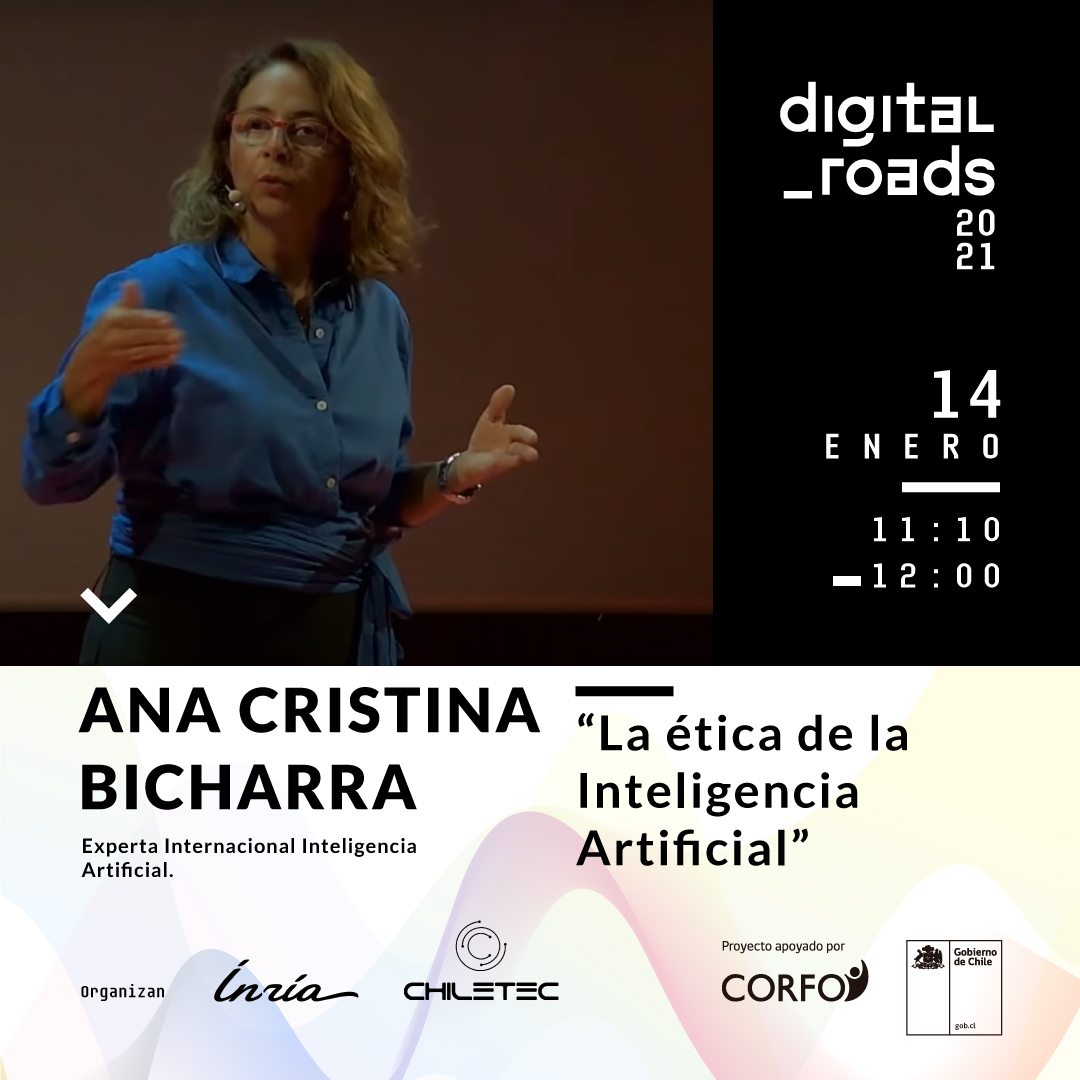 inria_chile's tweet photo. 👉AHORA! Todas y Todos invitados a la charla de la Prof. Ana Cristina Bicharra en #DigitalRoads quien nos hablará de la Ética en la #InteligenciaArtificial
Súmate en: https://t.co/tfLvF65Tx3
Evento co-organizado con @ChiletecOrg y el apoyo de
@Corfo https://t.co/e0aaQJuh2J