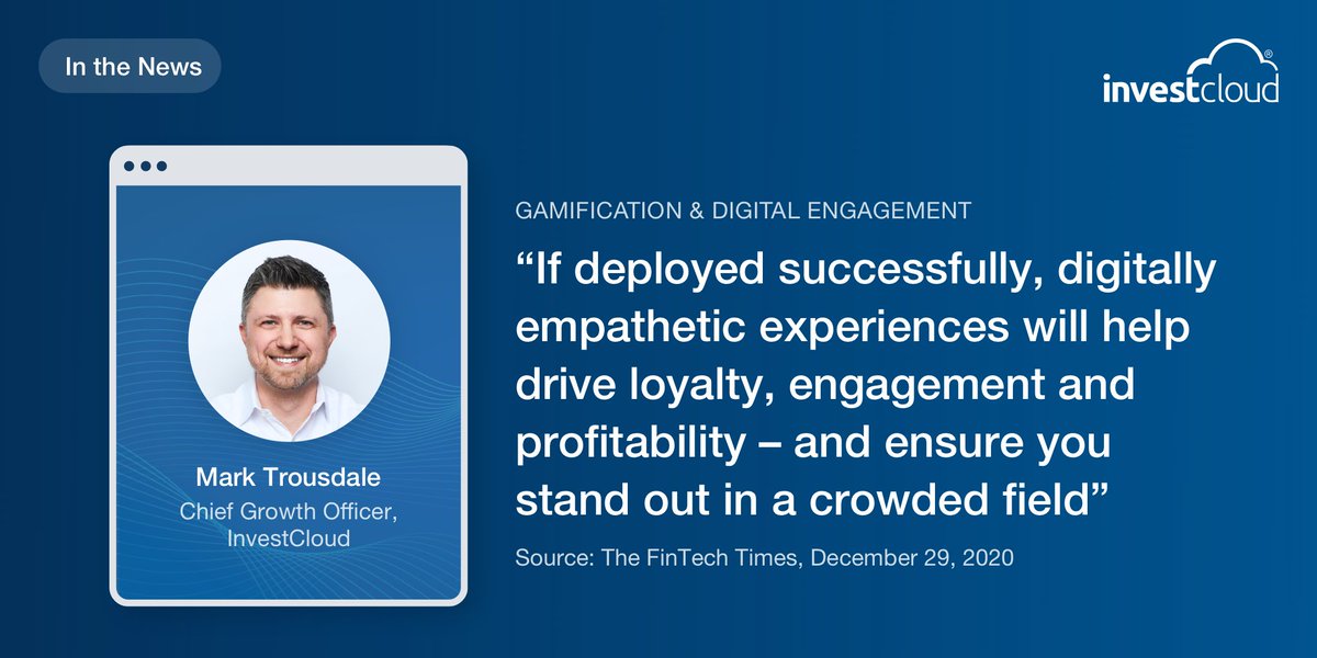 To compete effectively, FI's must create platforms that capture a consumer’s attention – increasing engagement and retention.
In this article, <a href="/marktrousdale/">Mark Trousdale</a> explores why FI's are employing gamified #digital experiences, to empathetically engage customers:
thefintechtimes.com/investcloud-ho…