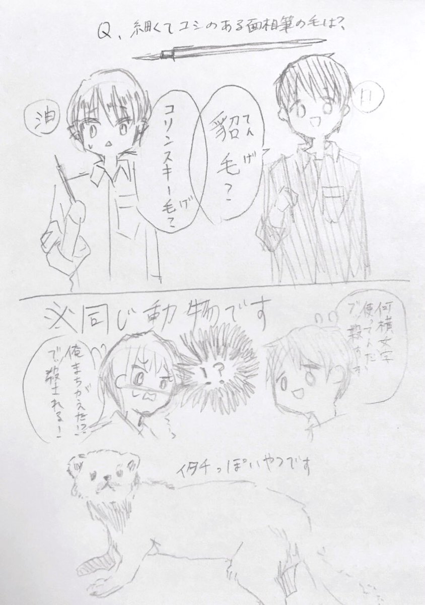 で、こっからややこしい話をします
安っしー筆しか買わないわって人の分布はこんな感じです
そんで、同じ毛でも呼び方が違ったりします 
