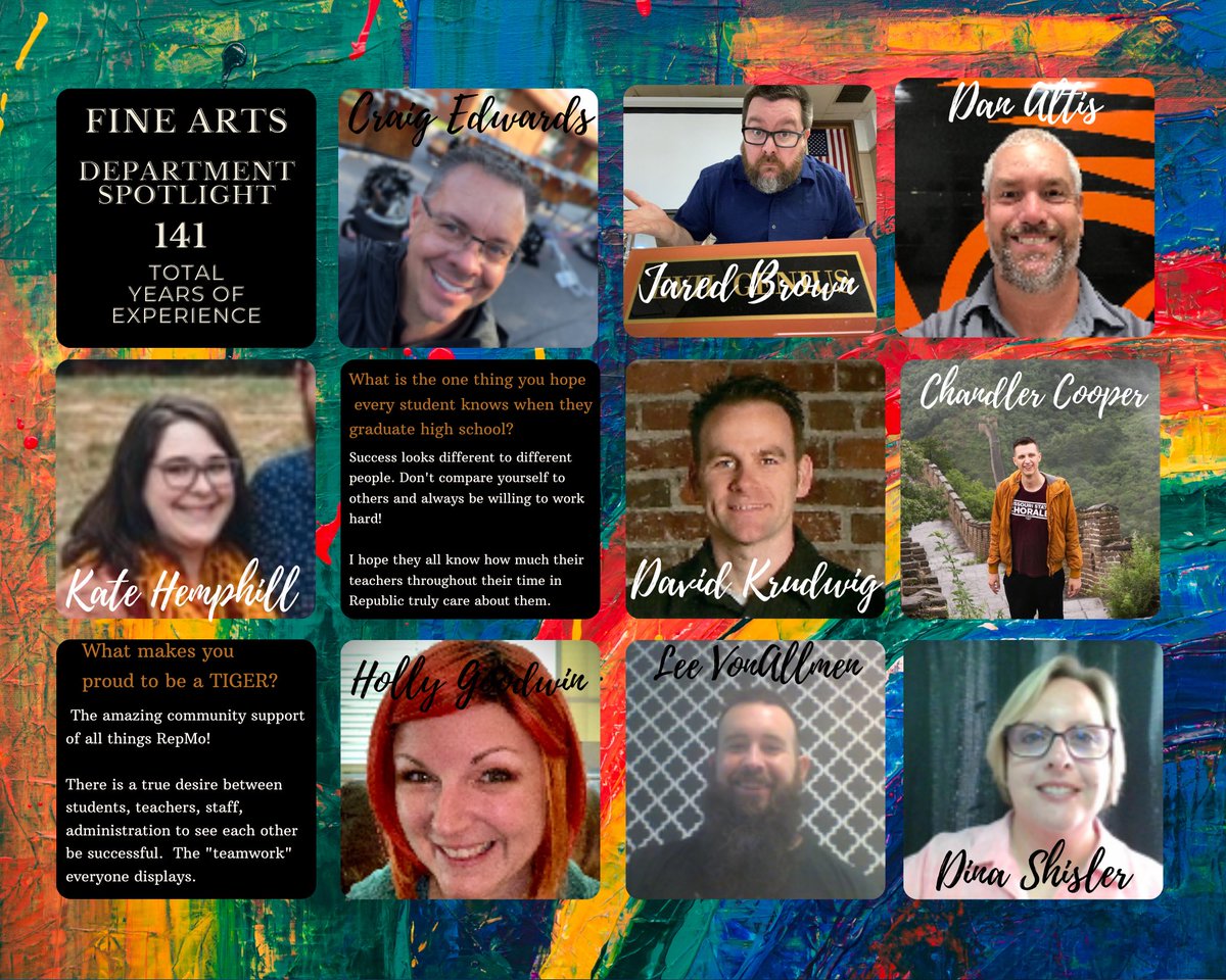 RHS would like to spotlight the Fine Arts Department. We are thankful for these teachers and all they do to support students and their growth in the arts! 🎨🥁🎼🎭
