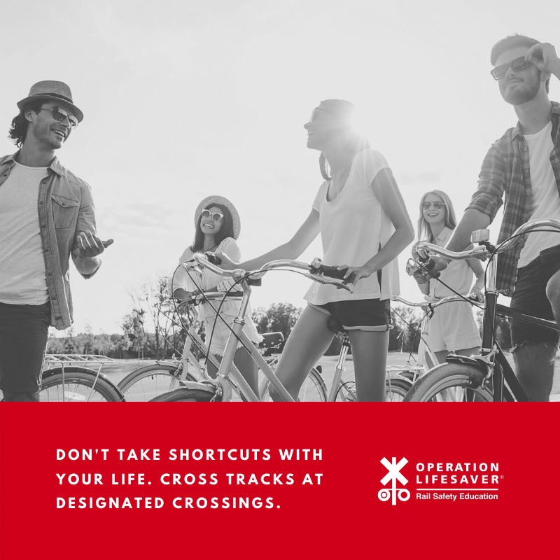 olinational's tweet photo. Don't take shortcuts with your life!
🙅‍♂️
Only cross railroad tracks at designated crossings. Follow the signs and markings that let you know where to cross. Walk your bike across train tracks at a 90 degree angle. 

#RailSafety https://t.co/VBFVeeeOy8