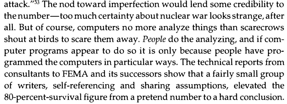 this is in the section about cold war civil defense and takes us back to the transformation of guesswork numbers into projections into "facts"