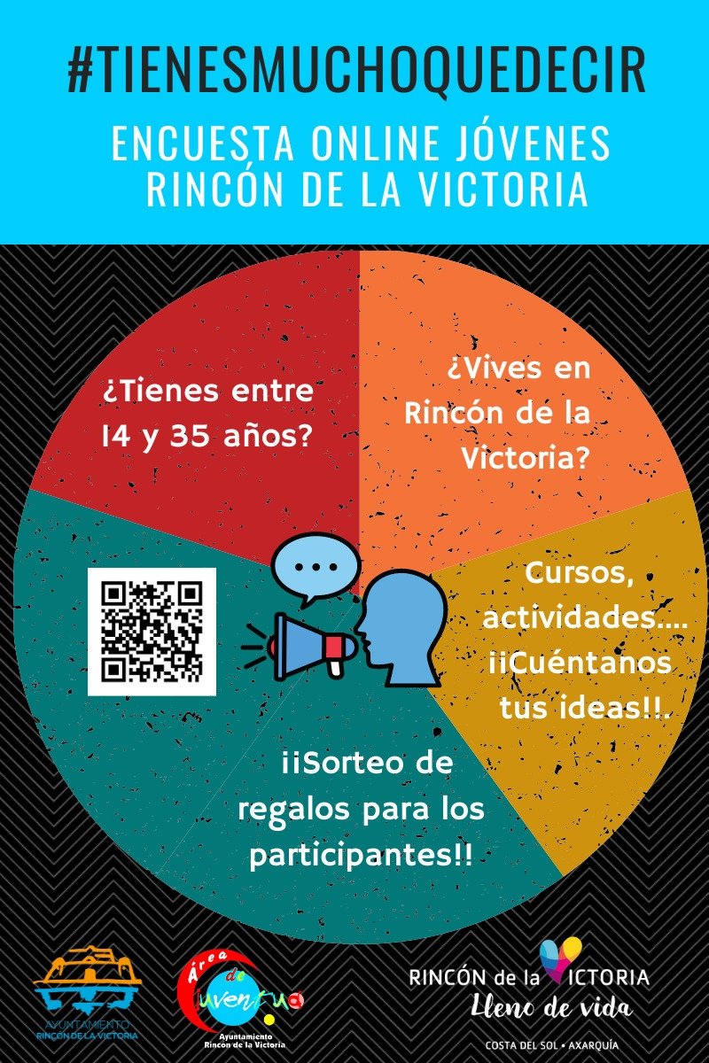 📣 El área de Juventud de Rincón de la Victoria lanza una encuesta online para conocer las preferencias de los jóvenes sobre formación y ocio.

La campaña denominada #tienesmuchoquedecir está dirigida al colectivo de entre 16 y 35 años del municipio.