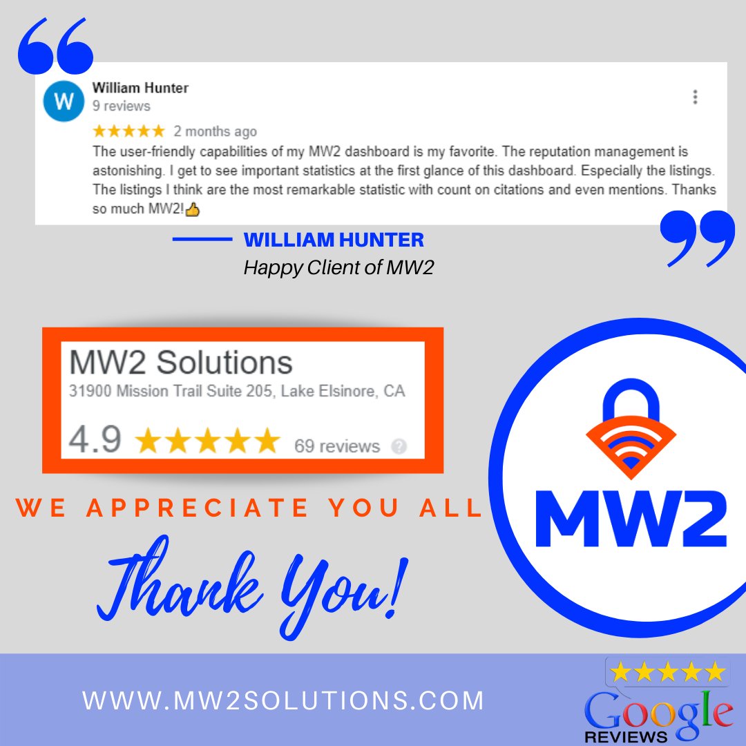 ServicesMw2's tweet image. We love hearing from our clients! Our reputation on and offline matters to us and that is why we want to thank you for taking the time to leave us a review. Who will we feature next? It could be you! We&apos;d love to hear from you! #mw2solutions #googlereviews #striveforfive